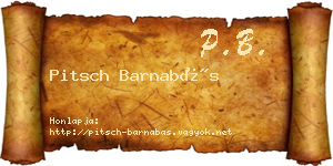 Pitsch Barnabás névjegykártya